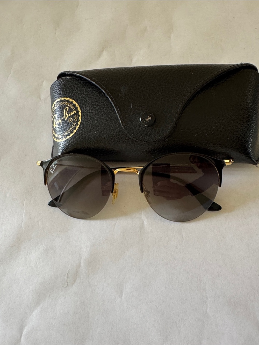 Ray-Ban Sunglasses in Black and Gold with Dark Lenses